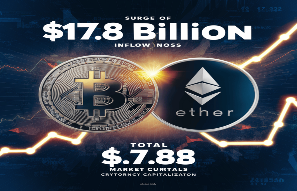 Crypto Inflows : Bitcoin and Ethereum Dominate $17.8 Billion Crypto Inflows