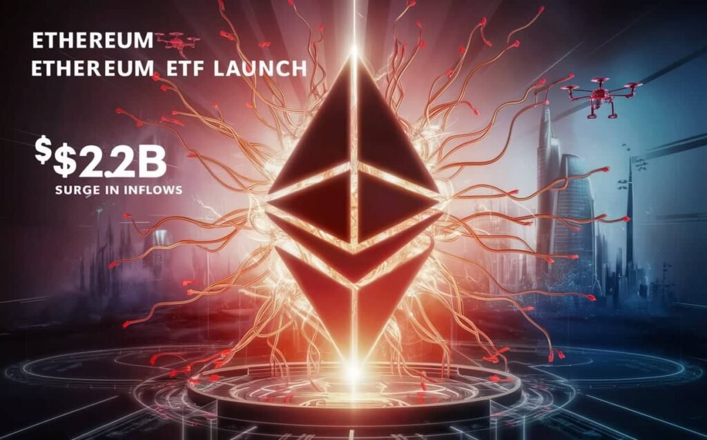 Ethereum ETF sparks $2.2B surge in Inflows, Reports CoinShares Ethereum ETF launch sparks $2.2B surge in Inflows, Reports CoinShares